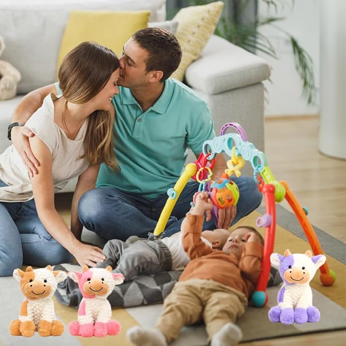 Cow Stuffed Animal Cute Cow Plush Doll Toy 9 inch for Girls Boys (Siting Cow Pink)