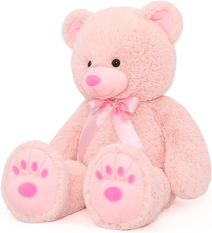 MorisMos Giant Teddy Bear Stuffed Animal 36in, Big Teddy Bear Pink, Large Teddy Bear Cuddly Soft for Baby Shower, Boys, Girls