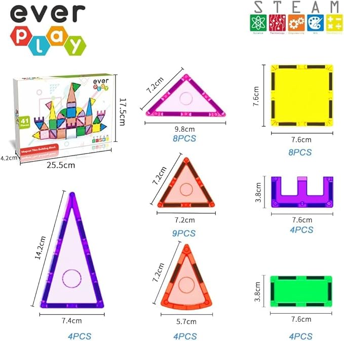 Magnetic Tiles Starter Set Building Blocks Toys STEM Educational Learning Magnet Toy Preschool Montessori Boys & Girls Smart Unlimited Creative Kit Games Gifts for Age 3+ Kids Toddlers