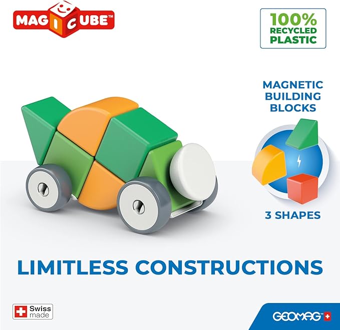 Geomag Magicube 13pcs Magnetic Blocks - Magnetic Building Blocks for Toddlers 1-3, Montessori Toys for 1+ Year Old, Autism Sensory Product, Magnets for Kids