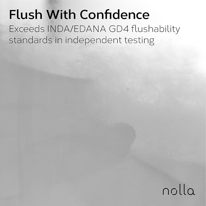 Nolla Flushable Wipes | 100% Plant-Based and Biodegradable - Soft, Unscented + Soothing Aloe and Vitamin E - For Adults and Kids 600 Count (10 Packs of 60)