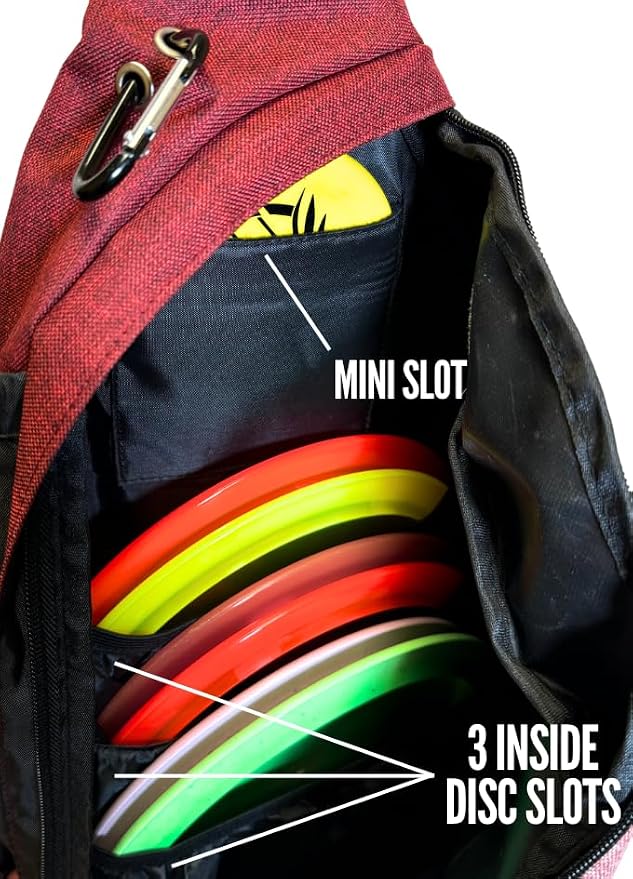 Tournament Slinger Bag | Carries 6-12 Disc Golf Discs | Includes Extra Pockets for Retriever and Mini