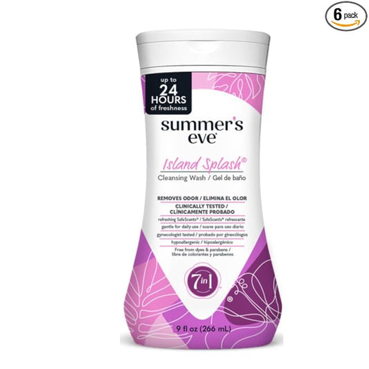Summer's Eve Island Splash Feminine Cleansing Wash, Daily Intimate Wash, Removes Odor, pH Balanced, Gentle for Sensitive Skin, 9 Ounce (Pack of 6)