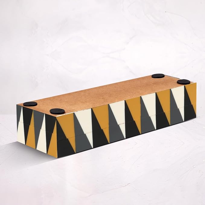 Handicrafts Home Decorative Storage Box with Lid, Decorative Remote Control Box, Slim Coffee Table Storage Box, Decorative Box for Shelf, Desk & Living Room Decor, Puzzle Guild 10 x 2.5 x 1.5 Inch
