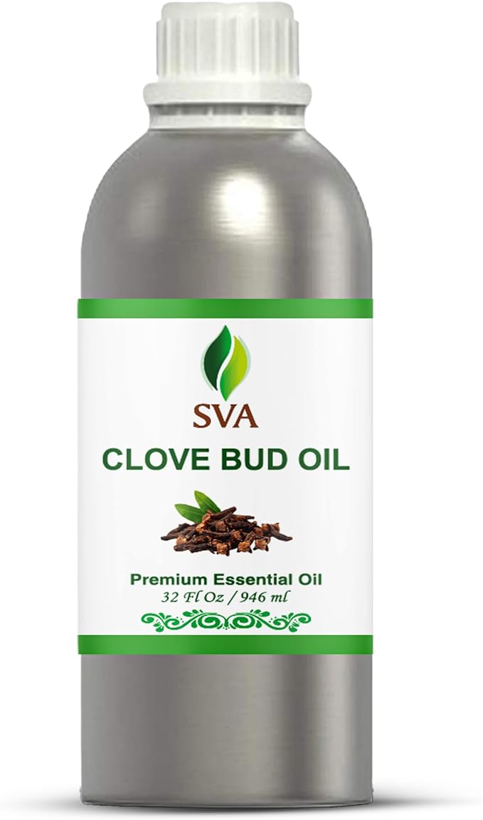 SVA Clove Bud Essential Oil - 32 Fl Oz - for Face, Skin Care, Hair Care, Scalp Massage & Body Massage