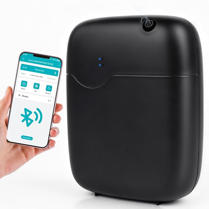 Scent Air Machine for Home, Bluetooth Smart Cold Air Scent Machine with 400ml Oil Bottle, 2000 Sq.Ft Coverage Aromatherapy Diffusers for Large Room Home Hotel Office Spa with App Control (Black)