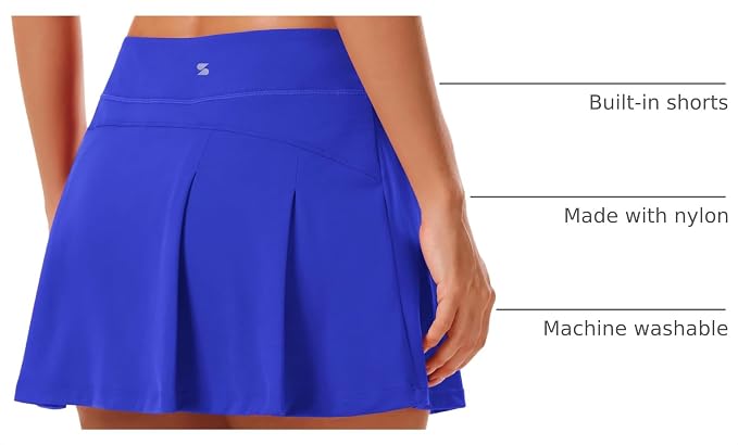 Stelle Women Tennis Skirt High Waisted Athletic Golf Skorts with Pockets | Tummy Control, Built-In Shorts, Deep Pockets, Pleated, Breathable, Lightweight, Tennis, Golf, Pickleball, Running, Workout