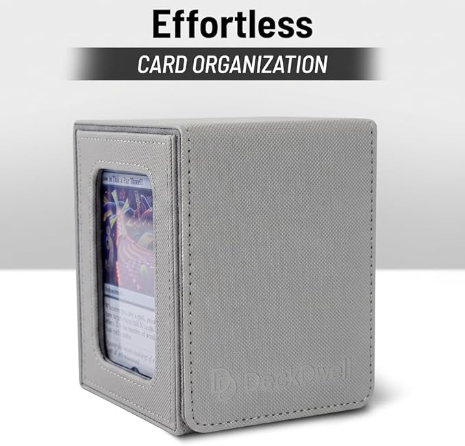 Commander deck box with window Fits 100 Double Sleeved Cards, One‑Piece Design, 4 N52 Magnets, PU Leather & Microfiber Lining,deck box mtg with 2 Dividers
