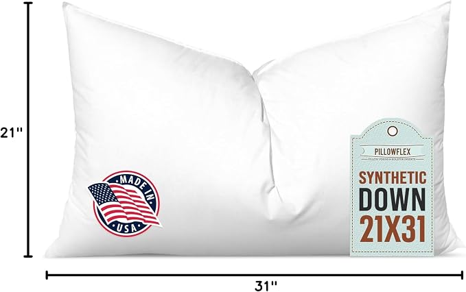 Pillowflex Synthetic Down Pillow Insert 21x31 in - Karate Chop Pillow | Oversized Queen Sham Form, Plush Polyester Cotton Blend, Cloud-Like Comfort, Clump-Resistant Fill, Smooth Elegant Finish