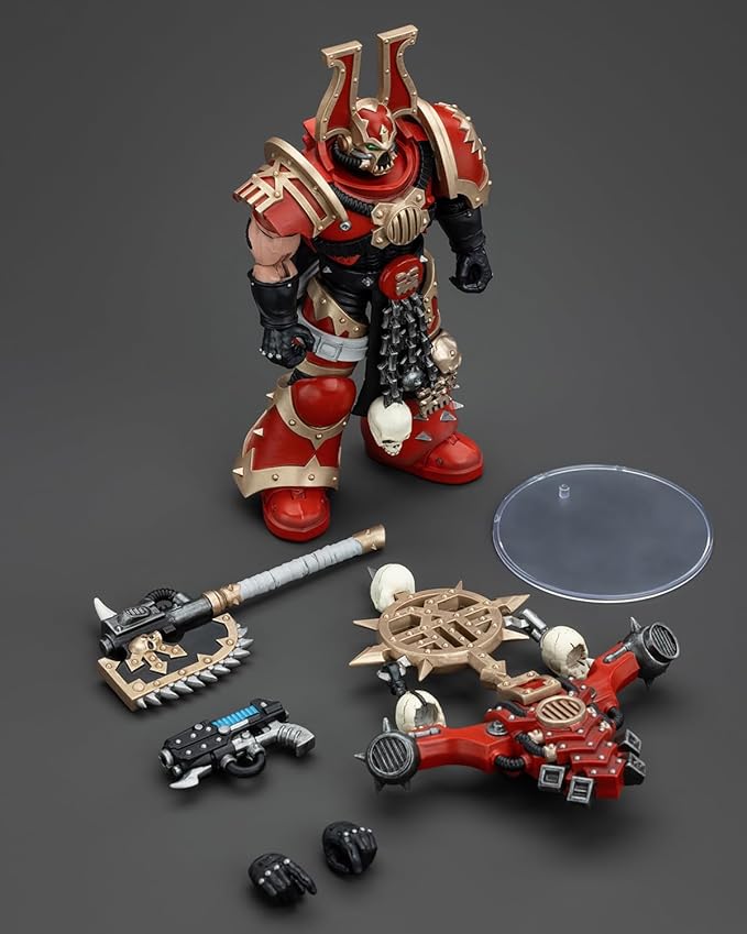 Pipigirl JoyToy GW 40K Genuine License 1:18 Action Figure, World Eaters Khorne Berzerker with Berzerker lcon, 4.96 inch Collectible Action Figures Sets