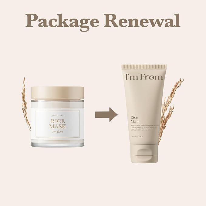 I'm From Rice Mask, Soft Exfoliating Wash-Off Rice Mask, Glass&Dewy, Hydration, Korean Skin Care 2.37fl.oz