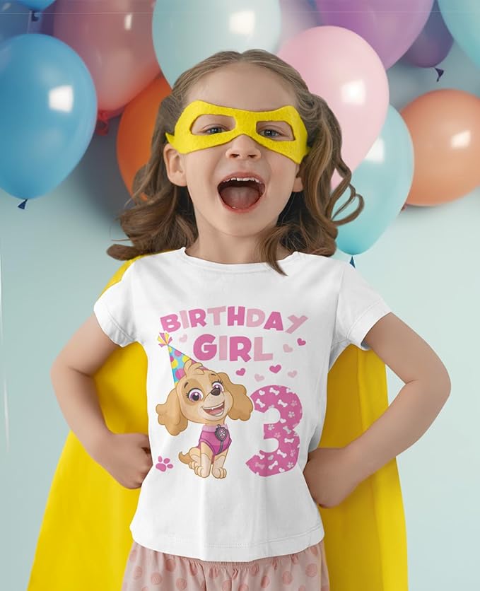 Tstars Skye Birthday Girl 3 Gifts for Three Years Old Bday Paw Patrol Theme Party Toddler Kids Girls Fitted T-Shirt A51144d