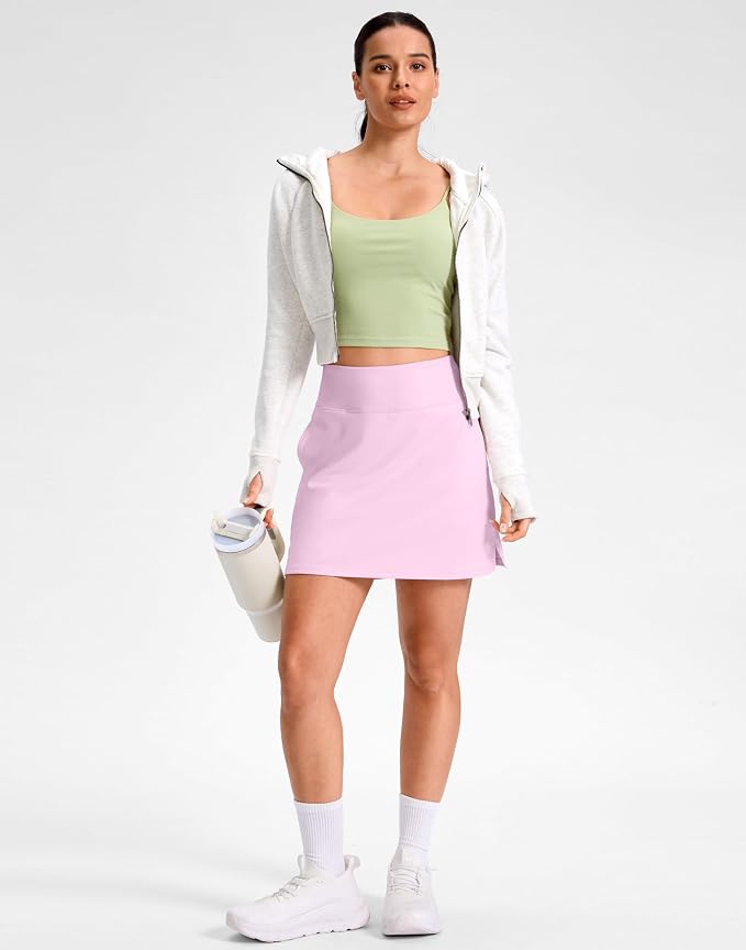 14"/16" Skorts with 3 Pockets | Side Slits, High Waisted, Built-in Shorts, A Line, Casual, Pickleball, Athletic, Golf, Tennis Skirt, for Women