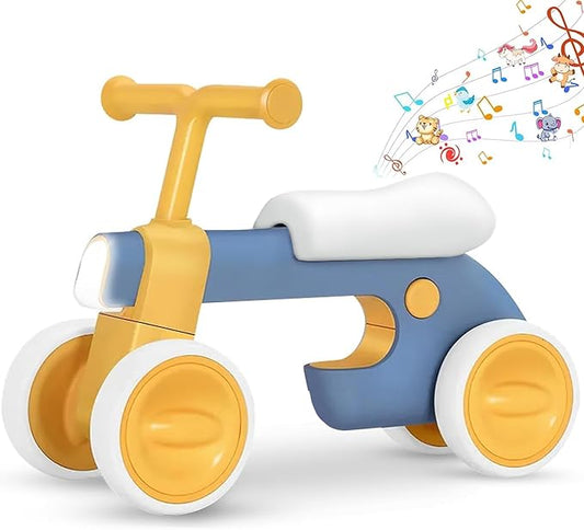 Henry & Colin Baby Balance Bike for Kids - No Pedal 4 Silence Wheels & Soft Seat First Bike, Toddler Walker for Boys & Girls, with Light, Music for 1-3 Year Olds (Blue)