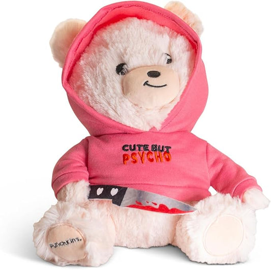 Teddy Bear Plushie - Cute but Psycho Sassy Stuffed Bear, Cute Teddy Bear Toy for Gifting