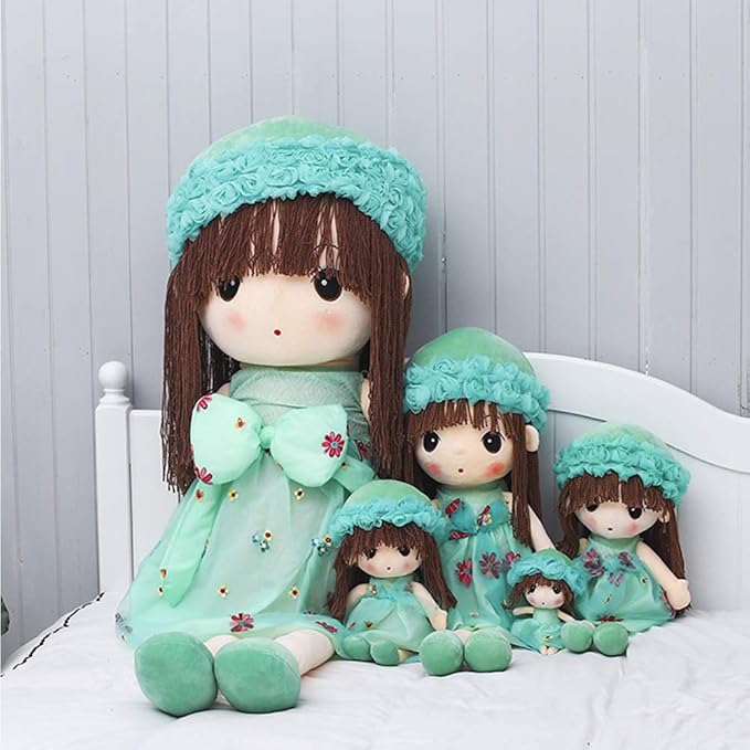 Tvoip Tulle Skirt Princess Plush Toy Phial Dolls Children Girls Doll Cute Little Girl Dolls, 18 Inch (Green)