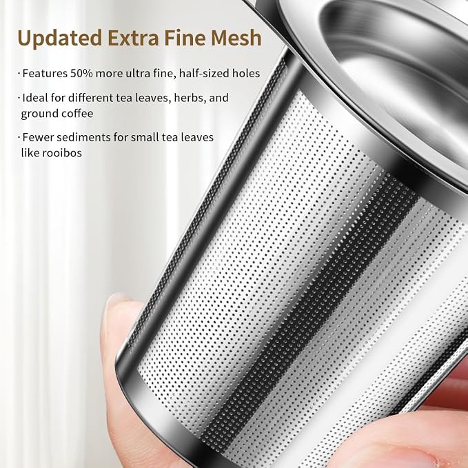 2Pack Tea Infuser for Loose Leaf Tea, 18/8 Stainless Steel Loose Leaf Tea Steeper with Drip Tray, Extra Fine Mesh Tea Strainer Diffuser tea accessories