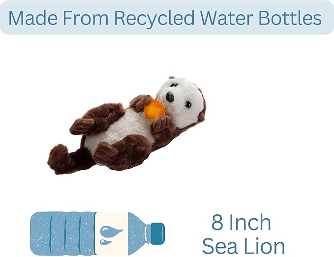 The Petting Zoo Sea Otter Stuffed Animal Plushie, Gifts for Kids, Scoopz Sealife Animals, Otter Plush Toy 8 Inches