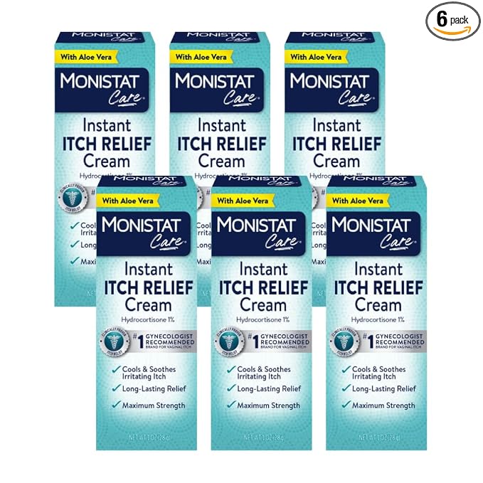 Monistat Instant Itch Relief Cream for Women, Maximum Strength Feminine Itch Care, 1 oz (Pack of 6)