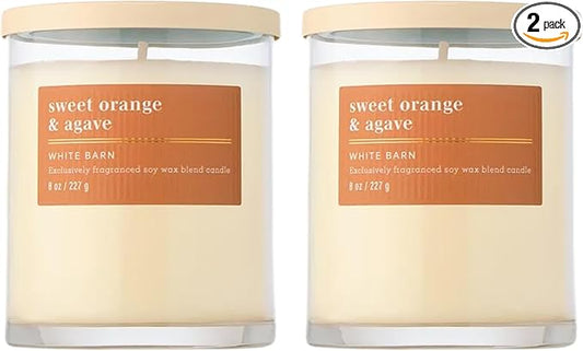 Bath & Body Works Single Wick Candle, Sweet Orange & Agave Candle, Long-Lasting Burn Up to 45 Hours, Exclusively Fragranced Soy Wax Blend, 8 oz - 2 Pack