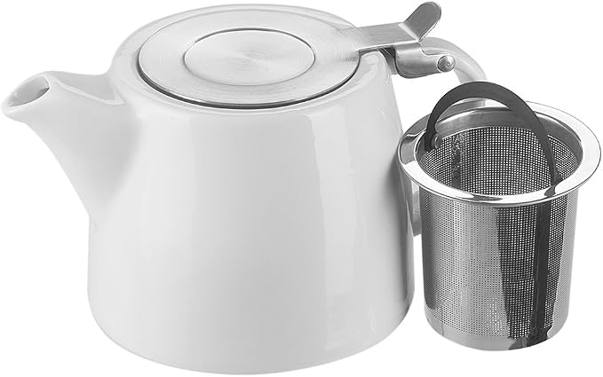 Belinlen 18 oz Tea pot with infuser and SLS lid (White)