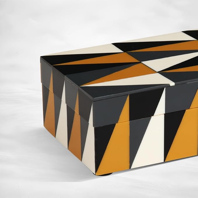 Handicrafts Home Decorative Storage Box with Lid, Box for Remote Controls, Coffee Table Storage Organizer, Keepsake Decorative Box for Living Room, Shelf & Hallway Decor, Puzzle Guild 10 x 4.5 x 2.5