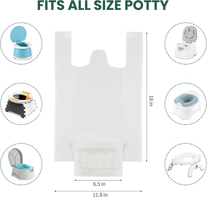 36 Packs Potty Bags for Portable Toilet Disposable Travel Potty Liners fit for OXO Tot 2-in-1 Go Potty Universal Portable Potty Chair Liners Leakproof Refill Potty Bags with Absorbent Pads
