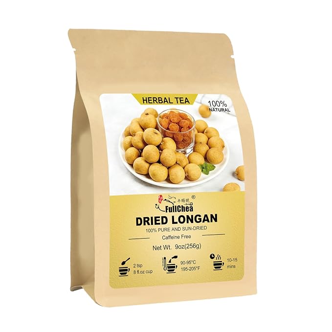 FullChea - Dried Longan, 9oz/256g – Whole Dried Longan Fruit for Tea, Naturally Use in Herbal Tea– Non-GMO - Caffeine-Free - Gently Nourishing – Traditionally Used for Restful Evenings