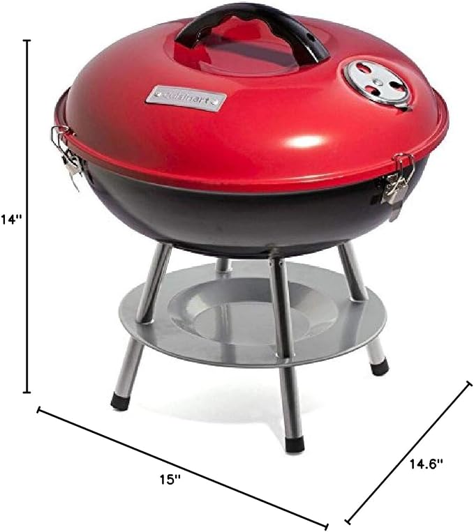 Cuisinart Charcoal Grill, Portable Tabletop Design, Locking Lid, 14"