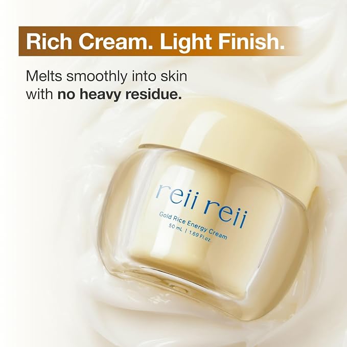 Gold Rice Energy Cream – Heritage Golden Rice Formula for Deep Hydration & Radiant Glow | Vegan Moisturizer with Peptide & Hyaluronic Acid, Korea Skincare(1.69 fl.oz / 50ml)