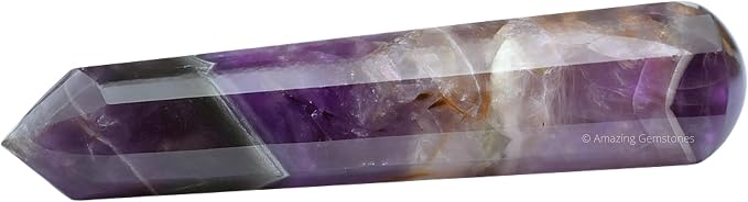 Amethyst Chevron Crystal Wand Massage Stick - Pelvic Wand Gua Sha for Adults - Crystals and Healing Stones Massage Wands for Adults Gifts (Pointed)