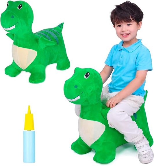 INPANY Bouncy Dinosaur Hopper Toys for 2 Year Old Boy, Toddler Plush Bouncing Animals, Kids Inflatable Hopping Horse, Ride on Rubber Bouncer, Indoor Outdoor Cool Birthday Gifts for 3 4 Yr Girl
