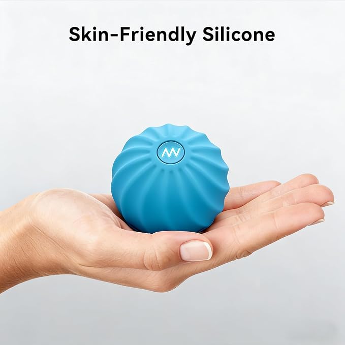 2.4" Mini Electric Vibrating Massage Ball, 10-Speed Fitness Yoga Massage Roller for Palm, Hand, Foot, Leg, Neck, Back, Multi-Directional Massage Ball (Blue)