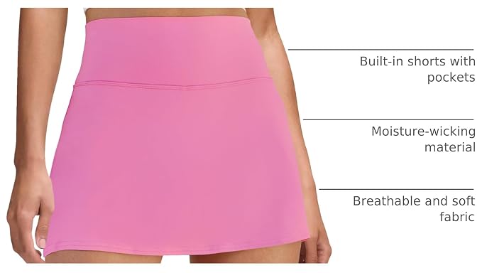Womens Skort Tennis Skirt with Pocket Shorts | Mini Golf Skirts, High Waisted, Built-in Shorts, Soft Comfortable Fabric, for Summer Casual, Athletic Workout, Pickleball