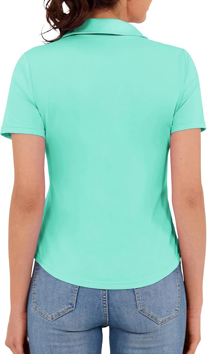 JACK SMITH Women's Golf Polo Shirt V Neck Short Sleeve Tennis Shirt Sun Protection Moisture Wicking Athletic Tops
