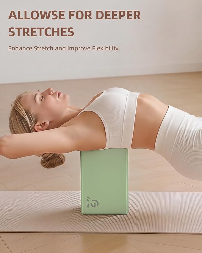 Gruper Yoga Blocks 2 Pack, 9"x6"x3" Exercise Blocks High-Density EVA Foam Blocks with Soft Non-Slip Surface, Lightweight Yoga Props for Yoga Pilates Meditation & Stretching