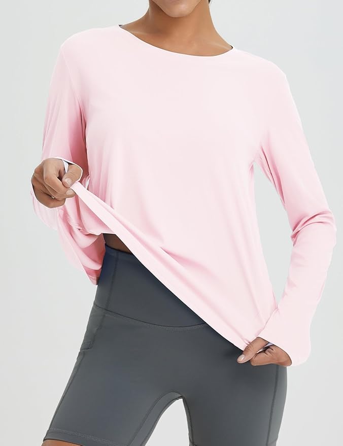 baleaf Women's Long Sleeve Workout Tops Running Sun Shirts Split Back | UPF 50+, Quick Dry, Lightweight, Breathable, Moisture-wicking, SPF, UV, for Athletic, Gym, Hiking, Tennis, Outdoor
