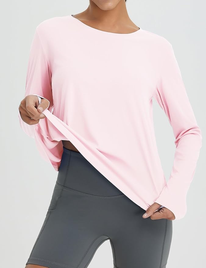 baleaf Women's Long Sleeve Workout Tops Running Sun Shirts Split Back | UPF 50+, Quick Dry, Lightweight, Breathable, Moisture-wicking, SPF, UV, for Athletic, Gym, Hiking, Tennis, Outdoor
