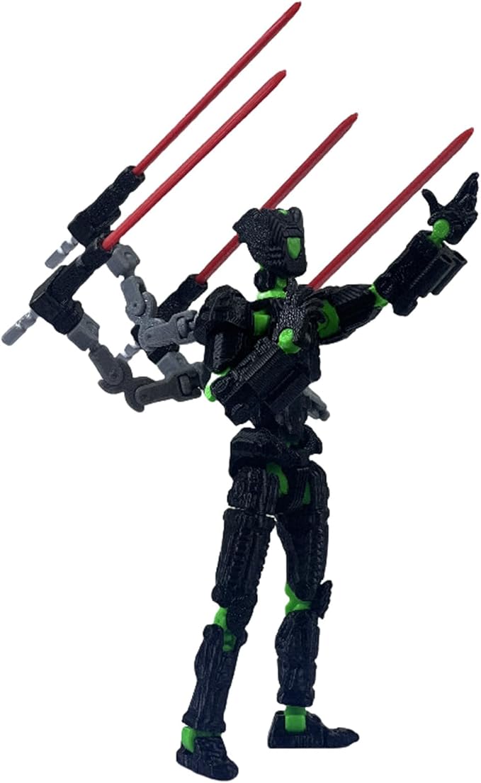 Assembly Completed T13 Action Figure,3D Printed Multi-Jointed Movable, Nova 13 Action Figures Desktop Decorations for Game Lovers Toy (Black Green)