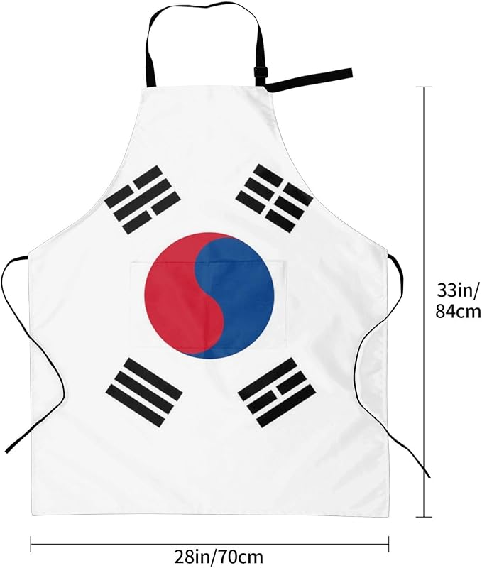 Cute Flag Kitchen Cooking Aprons for Women Men Adjustable Patriotic Flag Apron with 2 Pockets for Home Kitchen Garden