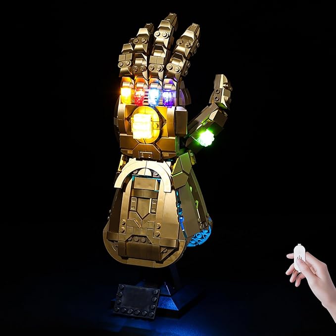 BrickSoul Light Up Kit Compatible with Lego 76191 Building Set, Upgrade Wired Dimmable Lighting Kits Compatible with Marvel Infinity Gauntlet Set for Thanos Glove, Not Included 76191 Building