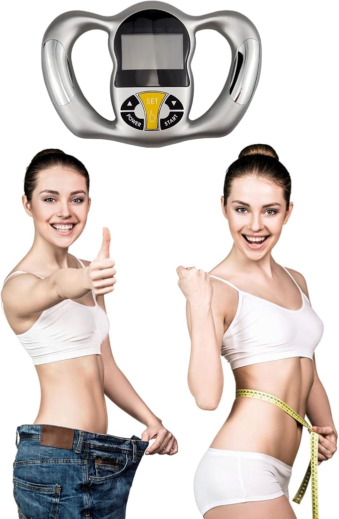 Digital Body Fat Analyzer, Electronic BMI Handheld Body Fat Monitor with LCD Display Body Fat Measuring Instrument BMI Meter Portable Multi-Function Health Monitor for Personal Health