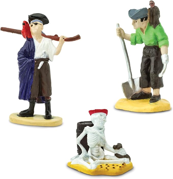 Safari Ltd. Pirates TOOB - 10 Figurines: Peg Leg Pirate, Lady Pirate, Skeleton, Cannon Balls, Cannon, Pirate Ship - Educational Toy Figures For Boys, Girls & Kids Ages 3+
