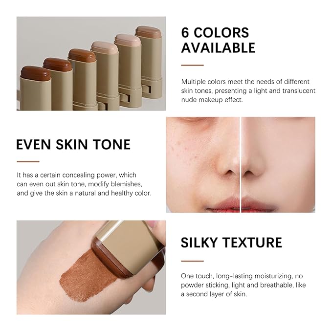 Beauty Balm Serum-Enriched Tinted Moisturizer Stick – Hydrating Lightweight Solid Foundation with Natural Skin Tint Finish, Flawless Sheer to Medium Coverage, Radiant & Dewy Glow, All-Day Wear (1#, 1)