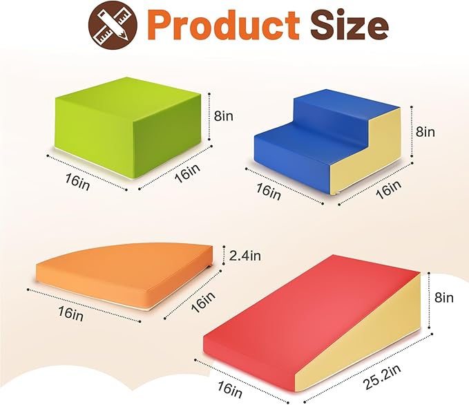 TODIBY 6-Piece Soft PU Leather Toddlers Climbing Toys, Baby Foam Climbing Blocks for Toddlers, Foam Play Gym Climber Structures for Toddler 3, Indoor Climb and Crawl Activity Play Set