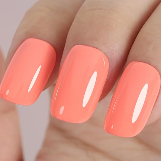 Light Coral Orange Gel Nail Polish, 15ml Orange Gel Polish for DIY Nail Art Starter or Manicure Salon,Spring Summer Fall Colors,UV NAIL Lamp Needed - GP0106
