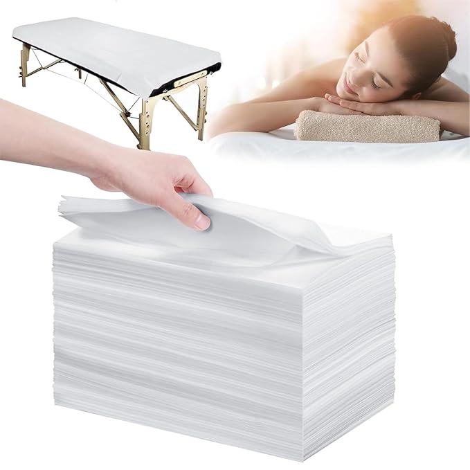 100 Pcs Disposable Massage Table Sheets,31" x 71" Massage Table Cover,Disposable Bed Sheets,sábanas desechables para camilla，Non Woven Fabric SPA Massage Bed Cover for Massage Beauty Tattoos(White)