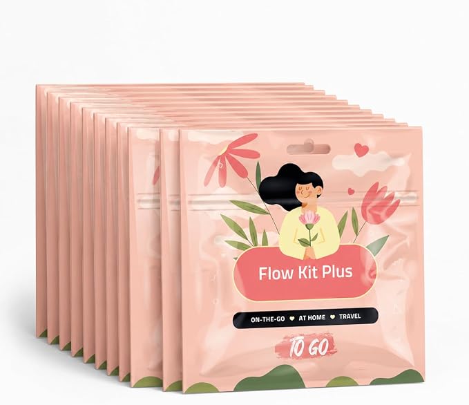 Flow Kit Plus | Bulk Period Kit with Disposable Underwear, Maxi Pads, Pantiliners and Feminine Wipe for Schools
