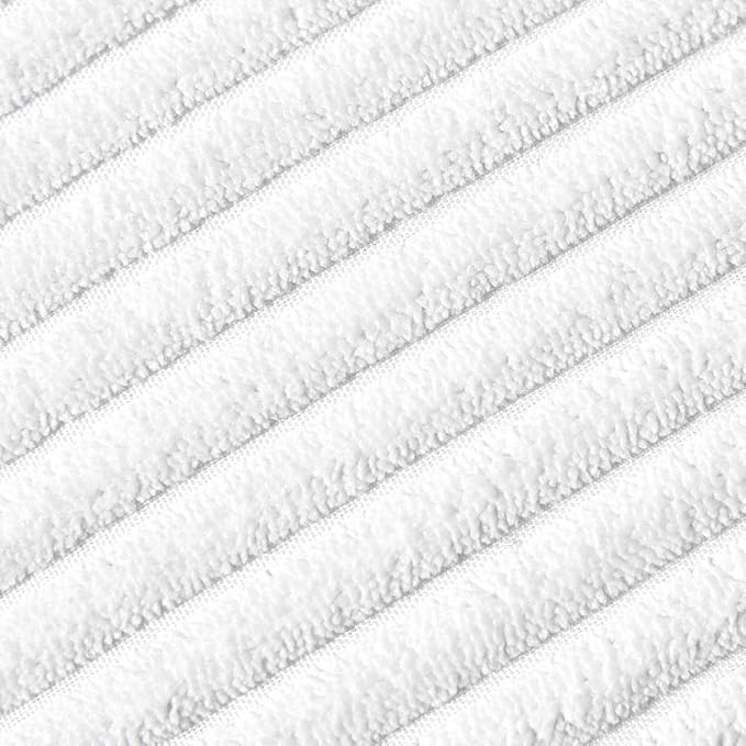 Fancy Homi Pack of 2 Pure White 20 x20 Inch Decorative Throw Pillow Covers with Pom-poms, Soft Corduroy Solid Square Cushion Cases Set for Couch Living Room Bedroom Sofa Car