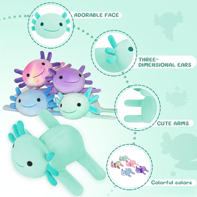 Huggers Axolotl,Stuffed Axolotl Slap,Cute Animal Book Buddy Slap,Fun Axolotle Toys for Boys and Girls.Green